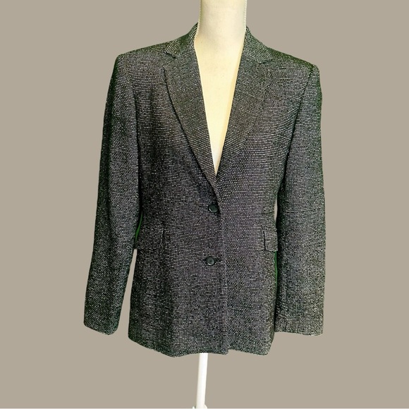 Alfani Black & White 100% Silk Tweed Button-Up Professional Work Blazer Size 8 - Picture 1 of 15